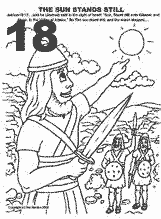 Bible coloring depicting Joshua telling the sun to stand still.