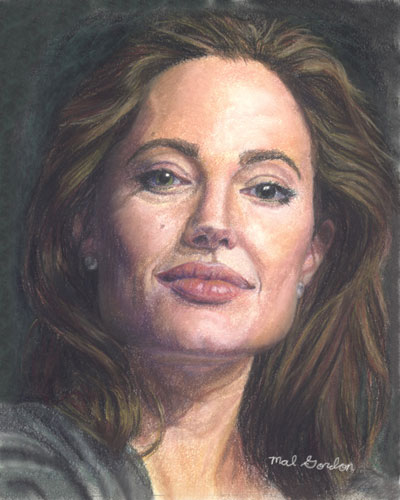 Angelina Jolie art done in chalk pastel on paper.