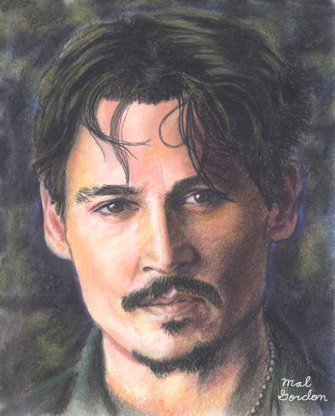 Johnny Depp art done in chalk pastel on paper.