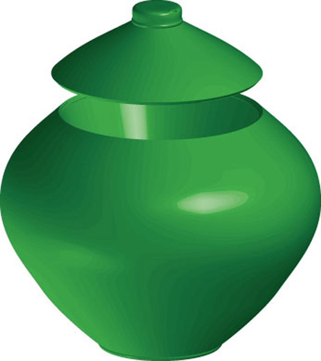 Green graphic ceramic pot